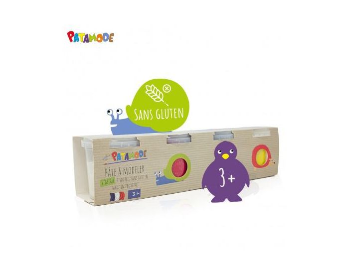 PATAMODE P�te � Modeler V�g�tale Souple - Couleurs Primaires -  4 pots 135 gr - D�s 3 ans (2)