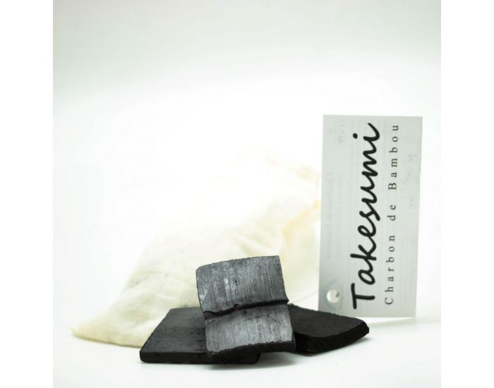 TAKESUMI Pochon de 3 Blocs de Charbon de Bambou -3,5X5cm (1)