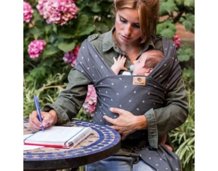 BABY ON EARTH Echarpe de Portage Bio Anthracite & Petites Croix (2)