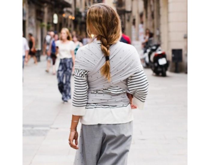 BABY ON EARTH Echarpe de Portage Bio Grise & Petites Croix (1)