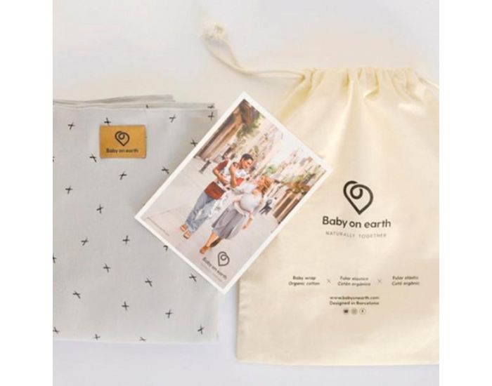 BABY ON EARTH Echarpe de Portage Bio Grise & Petites Croix (3)