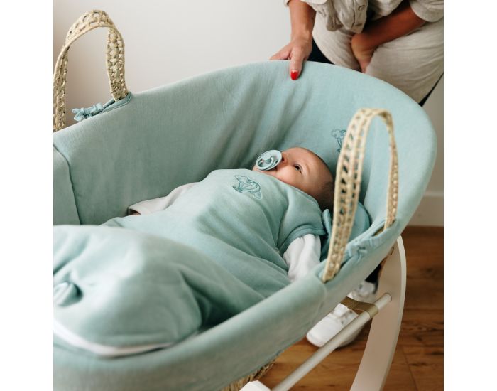PREMIERS MOMENTS Couffin For�t en feuilles de Palmier et Coton Bio + Support Blanc (3)