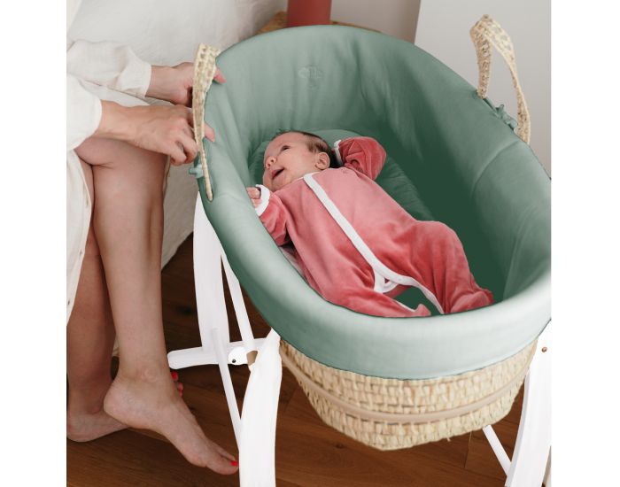 PREMIERS MOMENTS Couffin For�t en feuilles de Palmier et Coton Bio + Support Blanc (5)