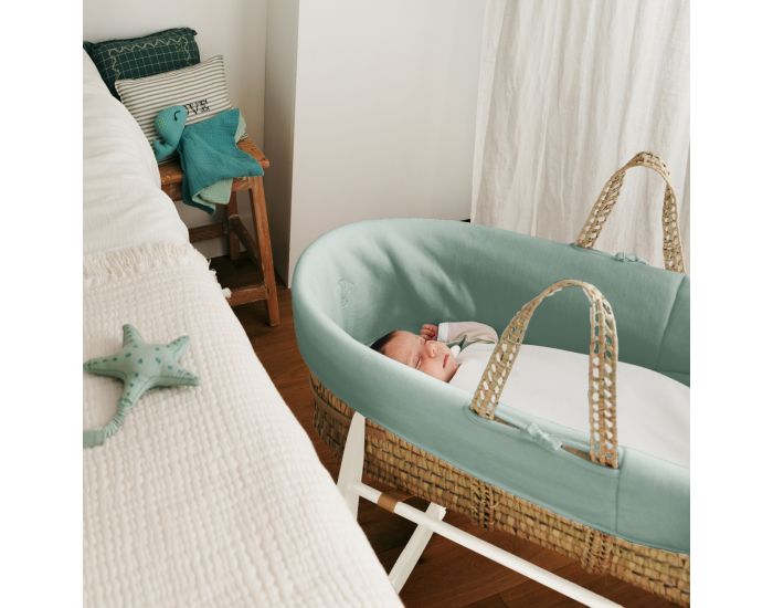 PREMIERS MOMENTS Couffin For�t en feuilles de Palmier et Coton Bio + Support Blanc (7)