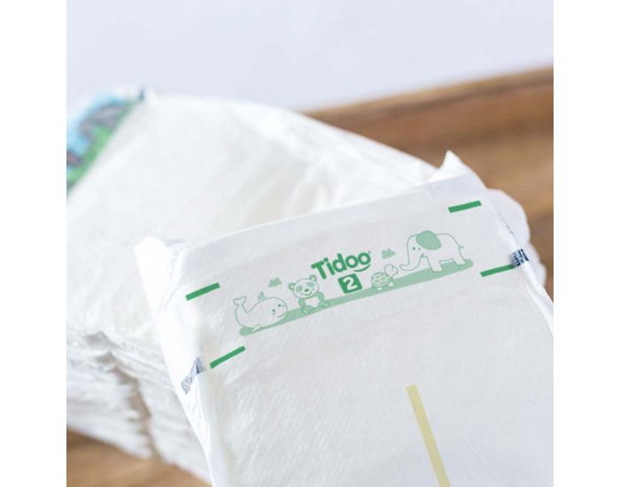 TIDOO Pack 2x26 Couches Ecologiques - Nourrisson T1 (2-5kg) Taille 1 / 2-5kg / 2x26 couches (2)