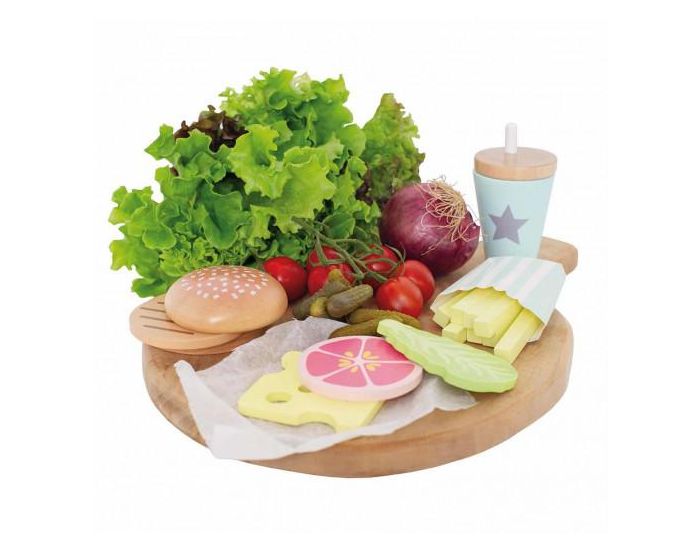 JABADABADO Jouet en Bois Dinette Burger Meal - D�s 2 ans (4)