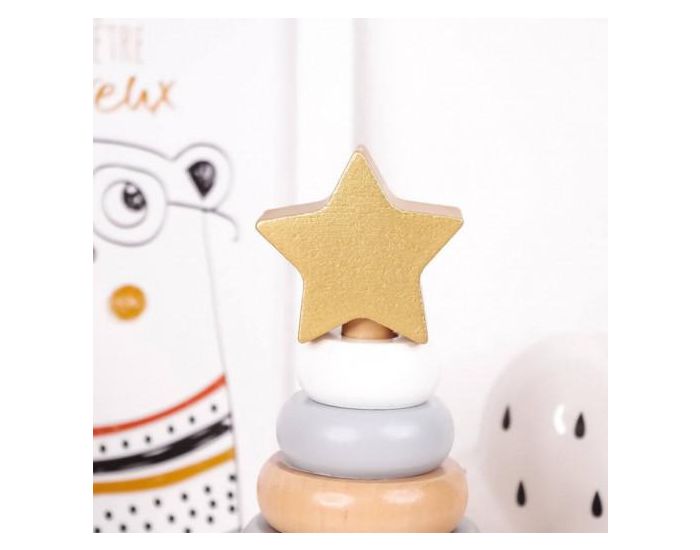 JABADABADO Jouet en Bois Pyramide � Empiler en Or �toile - D�s 12 mois (2)