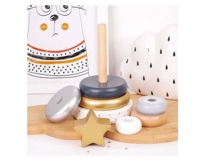 JABADABADO Jouet en Bois Pyramide � Empiler en Or �toile - D�s 12 mois (3)