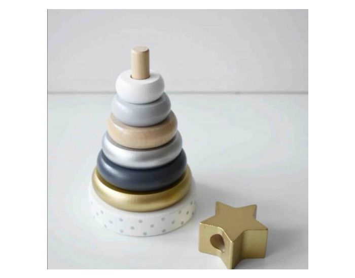 JABADABADO Jouet en Bois Pyramide � Empiler en Or �toile - D�s 12 mois (4)