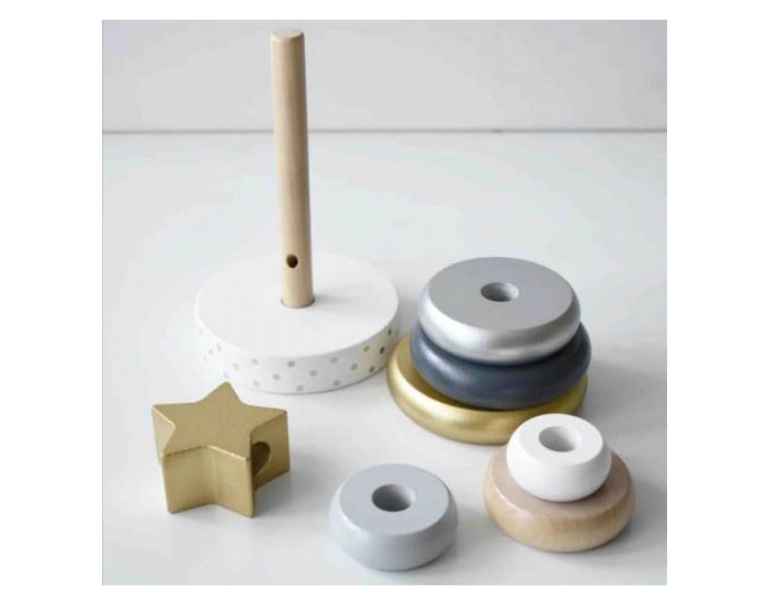 JABADABADO Jouet en Bois Pyramide � Empiler en Or �toile - D�s 12 mois (5)