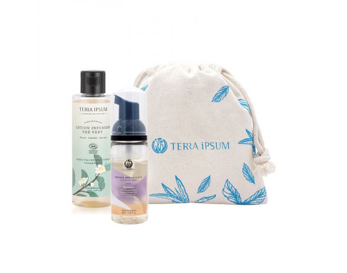 TERRA IPSUM Pochon Rituel De Beaut� - Mousse Nettoyante & Lotion Infusion Th� vert (1)