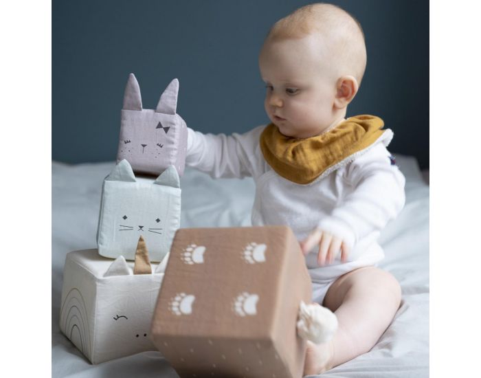 FABELAB Cubes A Empiler Coton Bio - Animaux - D�s 18 mois (1)