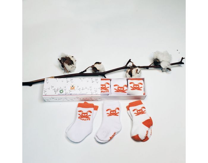 PAPATE Chaussettes Naissance en Coton Bio - 6 � 12 Mois - Lot de 3 (1)