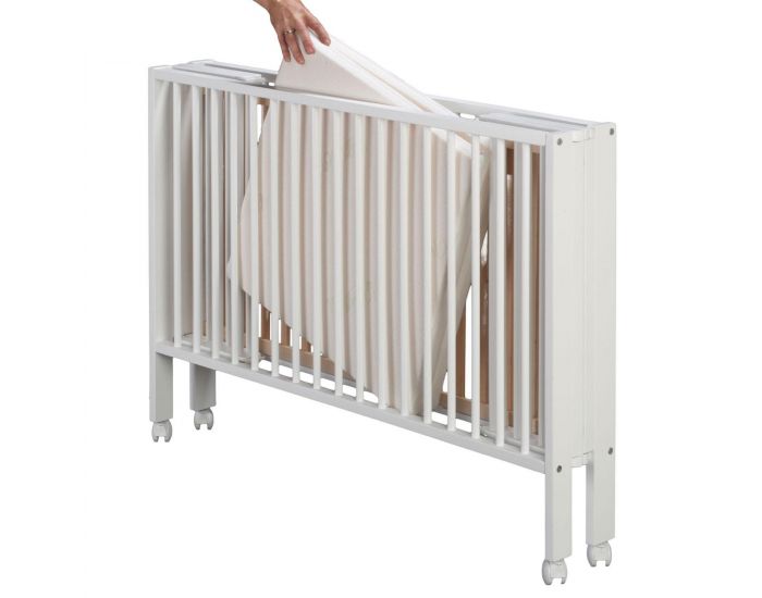 TISSI Lit pour Enfant - � Barreaux Pliable - 60x120 cm - avec Matelas - Bois Naturel (3)