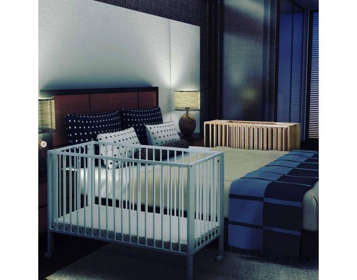 TISSI Lit pour Enfant - � Barreaux Pliable - 60x120 cm - avec Matelas - Bois Naturel (6)