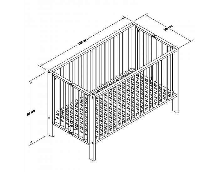 TISSI Lit pour Enfant - � Barreaux Pliable - 60x120 cm - avec Matelas - Bois Naturel (7)