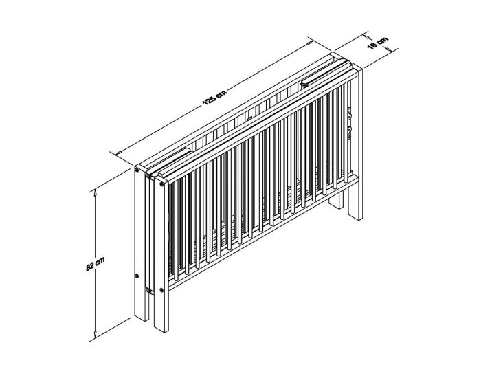 TISSI Lit pour Enfant - � Barreaux Pliable - 60x120 cm - avec Matelas - Bois Naturel (8)