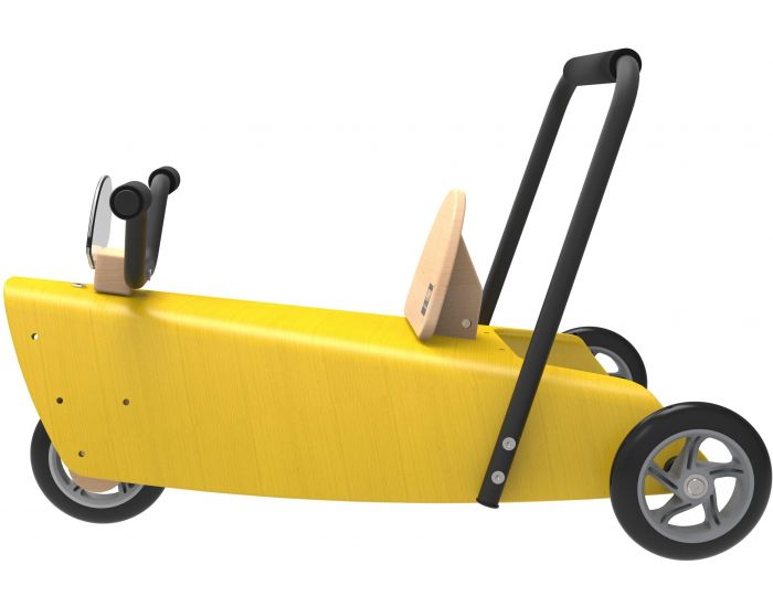 Bascule et Porteur Moto 4 en 1 Jaune - Chou Du Volant - Bascule et porteur  en bois pour enfant