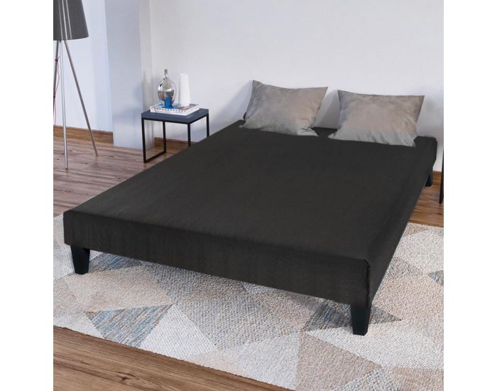 BELLECOUR LITERIE Sommier tapissier Constantine - Gris Anthracite - 1 Place (1)