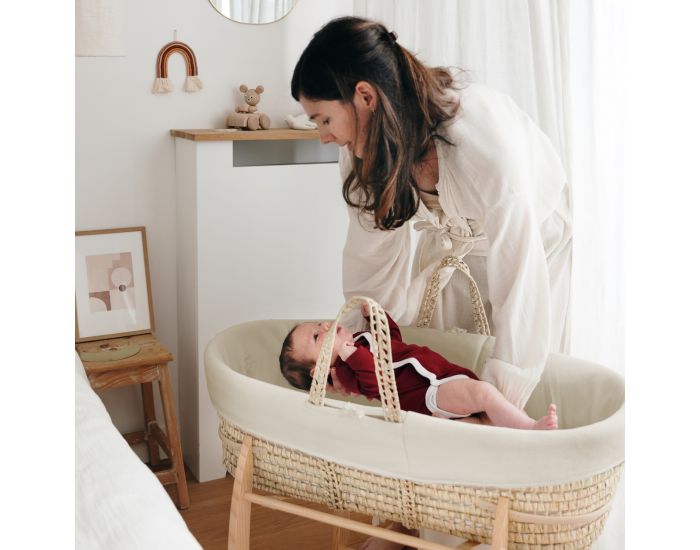 PREMIERS MOMENTS Couffin en feuilles de Palmier et Coton Bio + Support Bois (6)