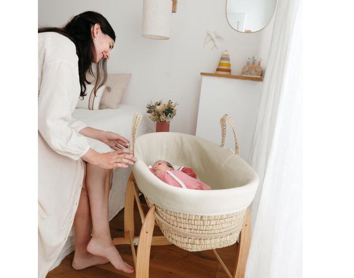 PREMIERS MOMENTS Couffin en feuilles de Palmier et Coton Bio + Support Bois (7)