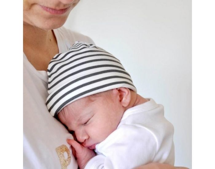BABY ON EARTH Bonnet de Naissance en Coton Bio - Ray� (2)