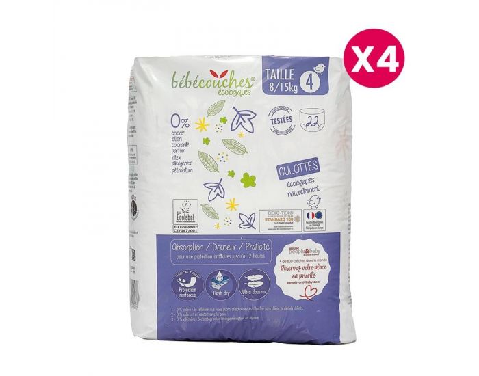 BEBECOUCHES ECOLOGIC Culottes d'apprentissage T4 / 8-15kg / Carton de 88 culottes (4)