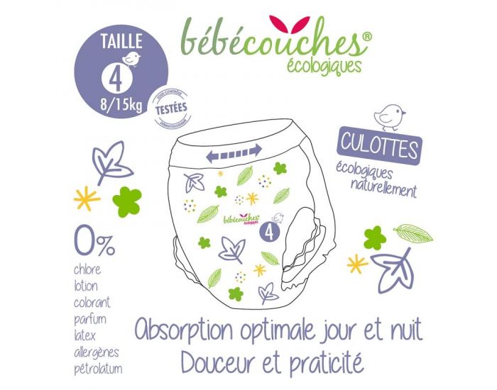 BEBECOUCHES ECOLOGIC Culottes d'apprentissage T4 / 8-15kg / Sachet de 22 culottes (1)