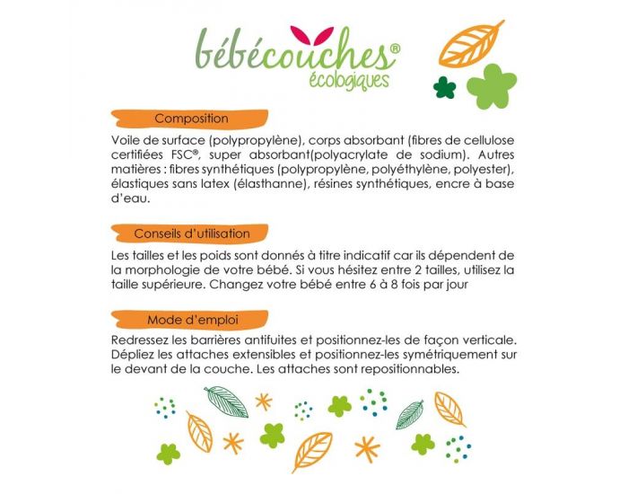 BEBECOUCHES ECOLOGIC Couches Ecologiques T2 / 3-6kg / Carton de 180 couches (7)