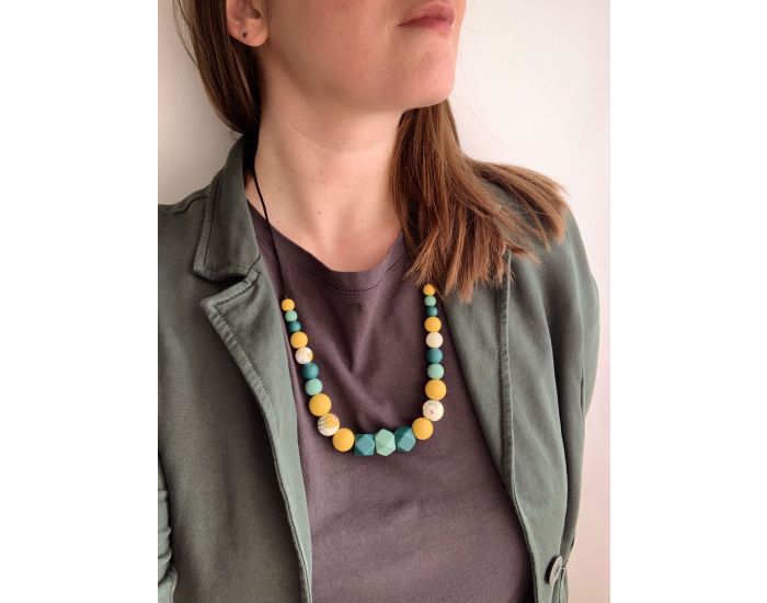 MAWEN MATERNE Collier d'Allaitement ou de Portage Silicone Jaune et Vert - Fleurs des Champs (3)