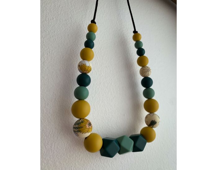 MAWEN MATERNE Collier d'Allaitement ou de Portage Silicone Jaune et Vert - Fleurs des Champs (4)
