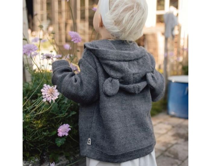 KARIN� Gilet B�b� en Coton Bio et Laine d'Alpaga - Gris Anthracite (1)