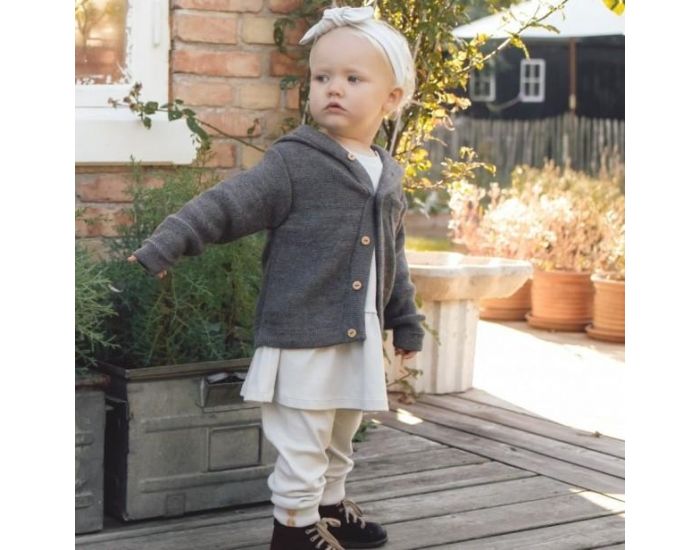 KARIN� Gilet B�b� en Coton Bio et Laine d'Alpaga - Gris Anthracite (2)