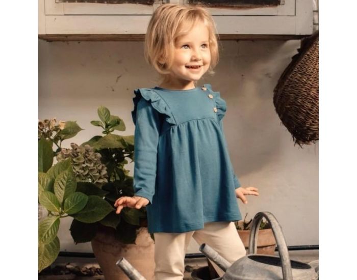 KARIN� Robe B�b� � Volant en Coton Pima Bio - Bleu Canard (2)