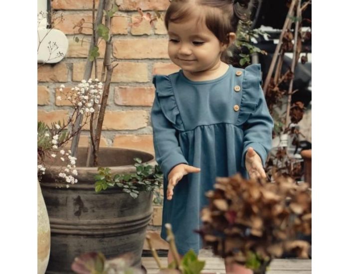 KARIN� Robe B�b� � Volant en Coton Pima Bio - Bleu Canard (3)