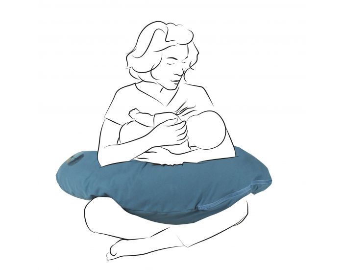 NATURNA Coussin de Maternité et d'Allaitement Zen - Rembourrage Ouate Silliconée - Bleu Hana (1)