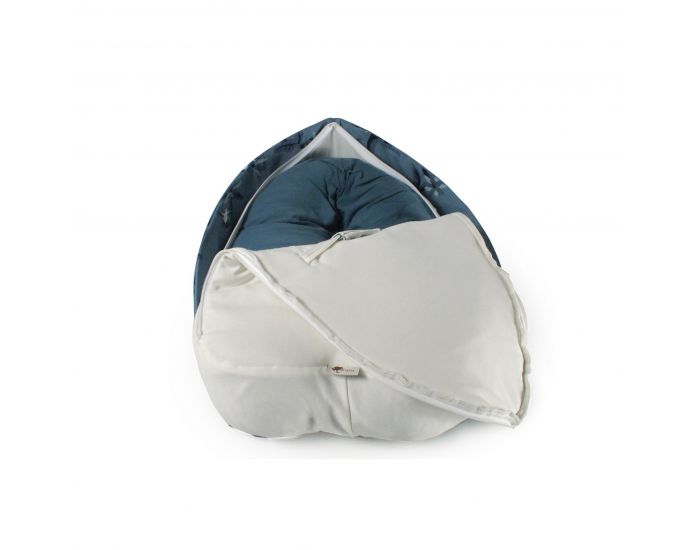 NATURNA Coussin de Maternit� Multifonctions Coton Bio - Transat Feuille 4 en 1 - Colibri Bleu Ecru (1)