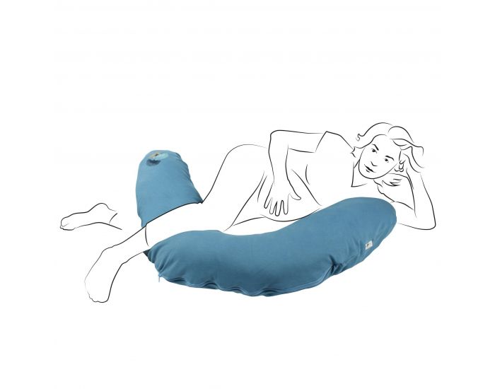 NATURNA Coussin de Maternit� et d'Allaitement Zen - Rembourrage Laine - Couleur Bleu Motif Hana (2)