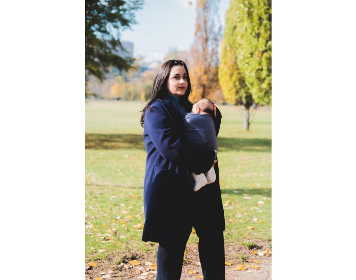 NATURNA Echarpe de Portage Jersey Coton Bio - Couleur Bleue Motif Hana (1)