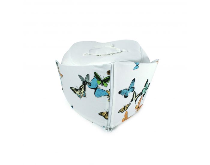 NATURNA Coussin de Maternit� Multifonctions Coton Bio - Transat Feuille 4 en 1 - Papillons Ecru (2)