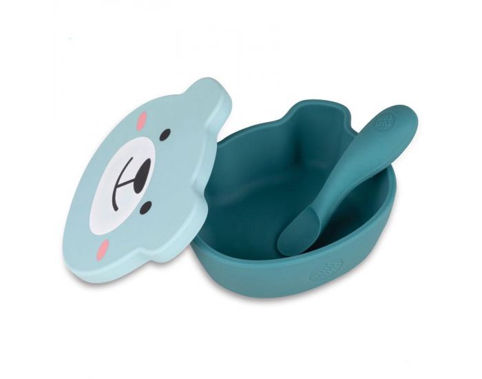 TUM TUM Set Bol Ventous� et Cuill�re en Silicone - Ourson Bleu (1)
