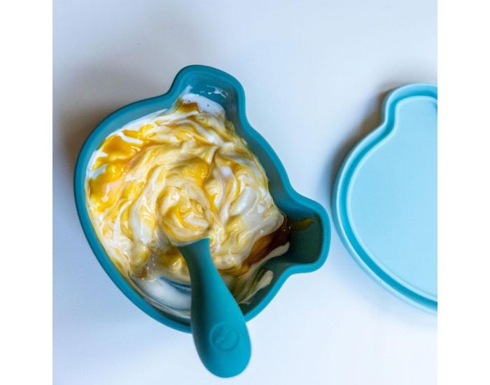 TUM TUM Set Bol Ventous� et Cuill�re en Silicone - Ourson Bleu (5)