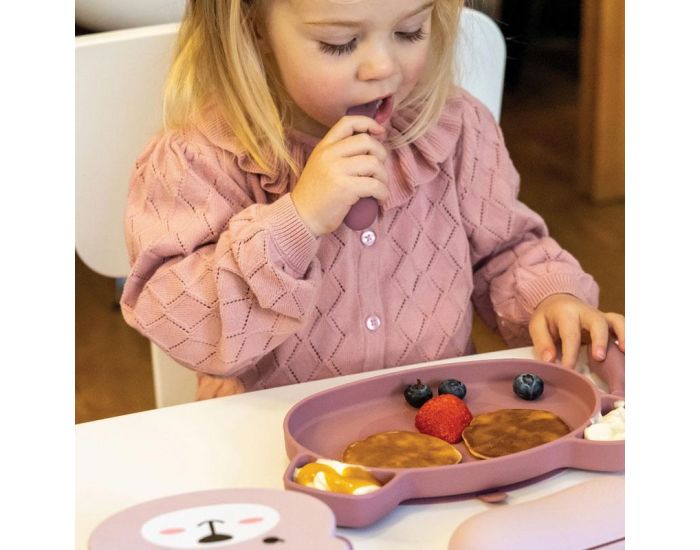 TUM TUM Set Repas en Silicone - Ourson Rose (1)