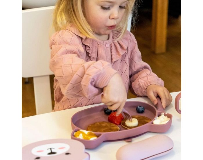 TUM TUM Set Repas en Silicone - Ourson Rose (4)