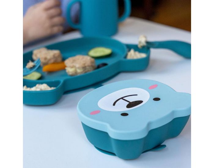 TUM TUM Set Repas en Silicone - Ourson Bleu (3)