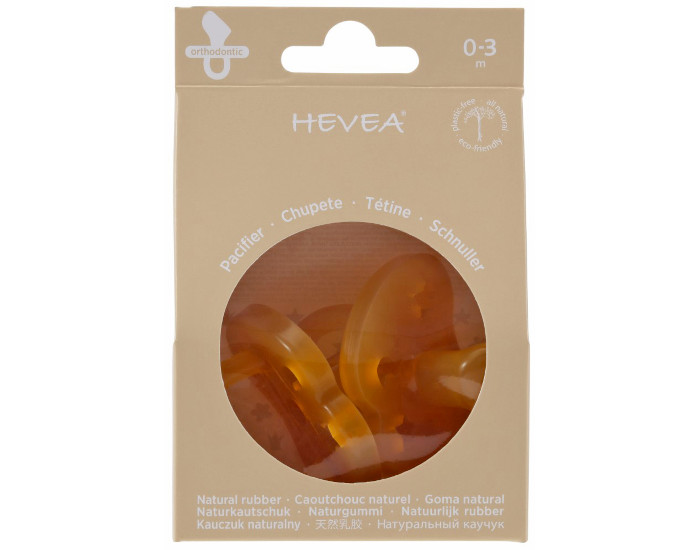 HEVEA Lot de 2 Sucettes Physiologiques en Caoutchouc Naturel 0-3 mois (2)