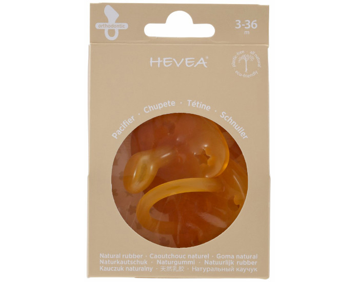HEVEA Lot de 2 Sucettes Physiologiques en Caoutchouc Naturel 3-36 mois (2)