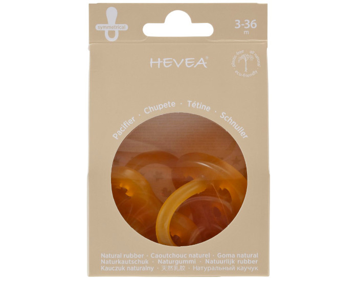HEVEA Lot de 2 Sucettes Sym�triques en Caoutchouc Naturel 3-36 mois (2)
