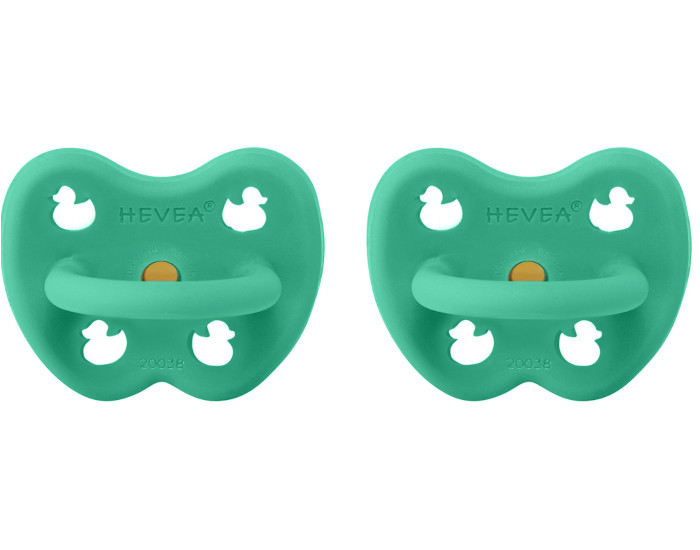 HEVEA Lot de 2 Sucettes Physiologiques en Caoutchouc Naturel Color - 3-36 mois Vert Pop (1)
