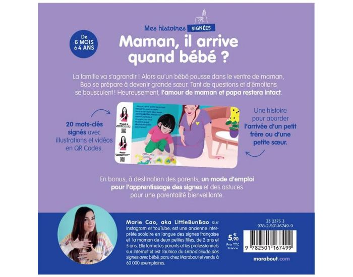 MARABOUT Livre Mes Histoires Signes - Maman, Il Arrive Quand Bb ? (1)